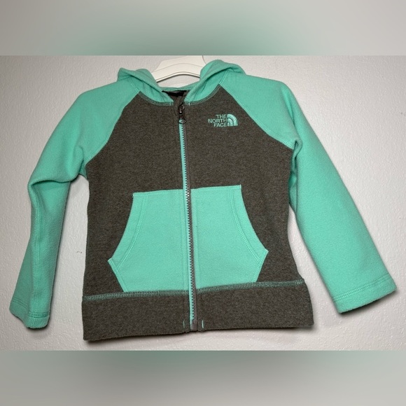 The North Face 2T Toddler mint/gray Jacket hoodie - Picture 2 of 6